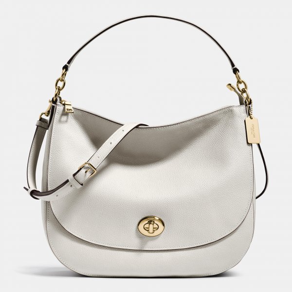 Fashion Solid Coach Turnlock Hobo In Pebble Leather | Women